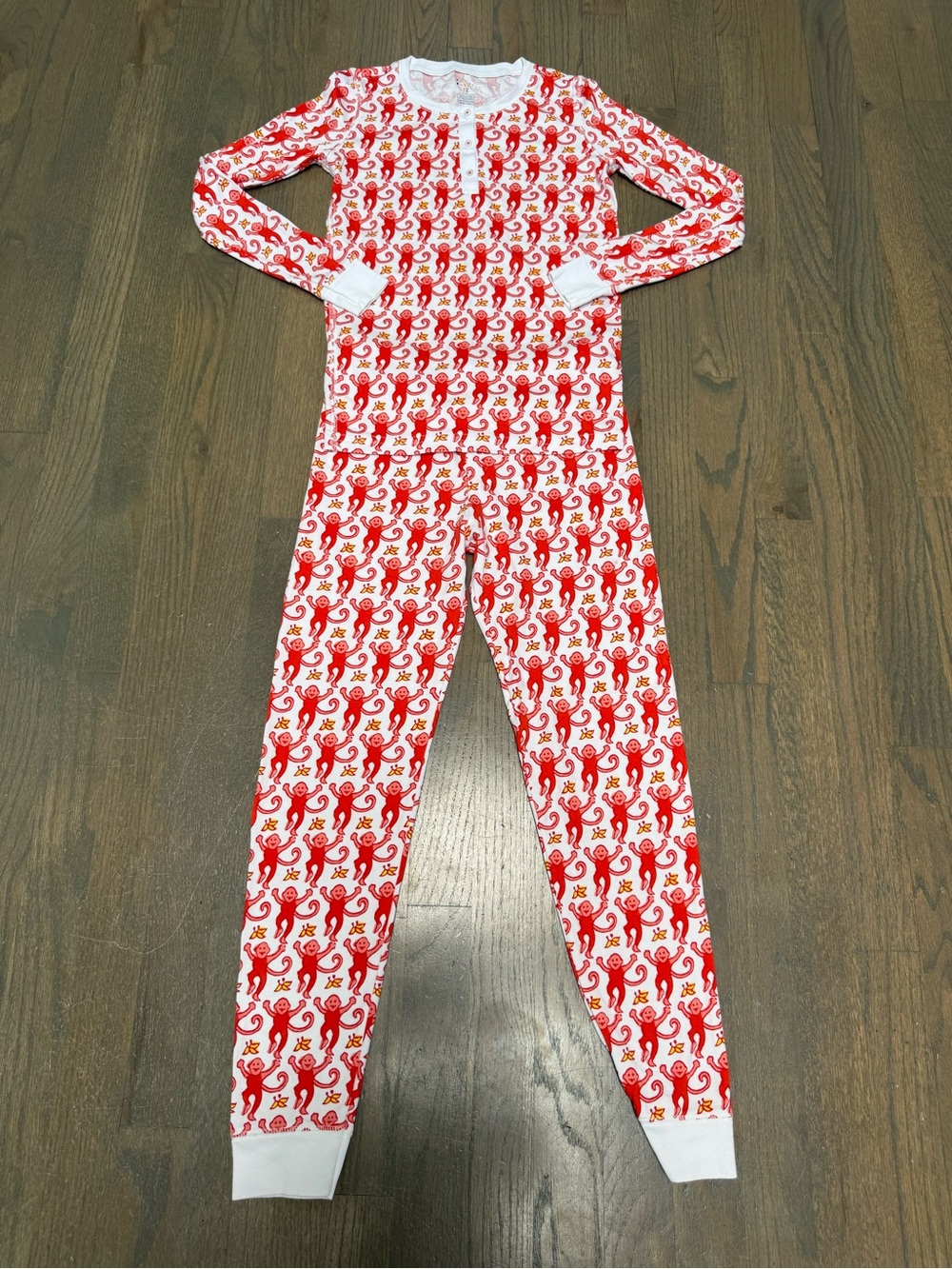 Kids Red Monkey Print One-Piece Pajamas